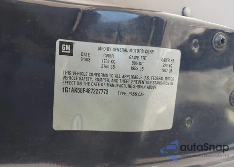 2008 Chevrolet Cobalt Ls из США, поврежденный, VIN 1G1AK58F487227773